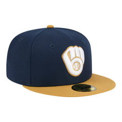 Milwaukee Brewers Two-Tone Color Pack 59FIFTY Fitted Hat Navy/Khaki | New Era