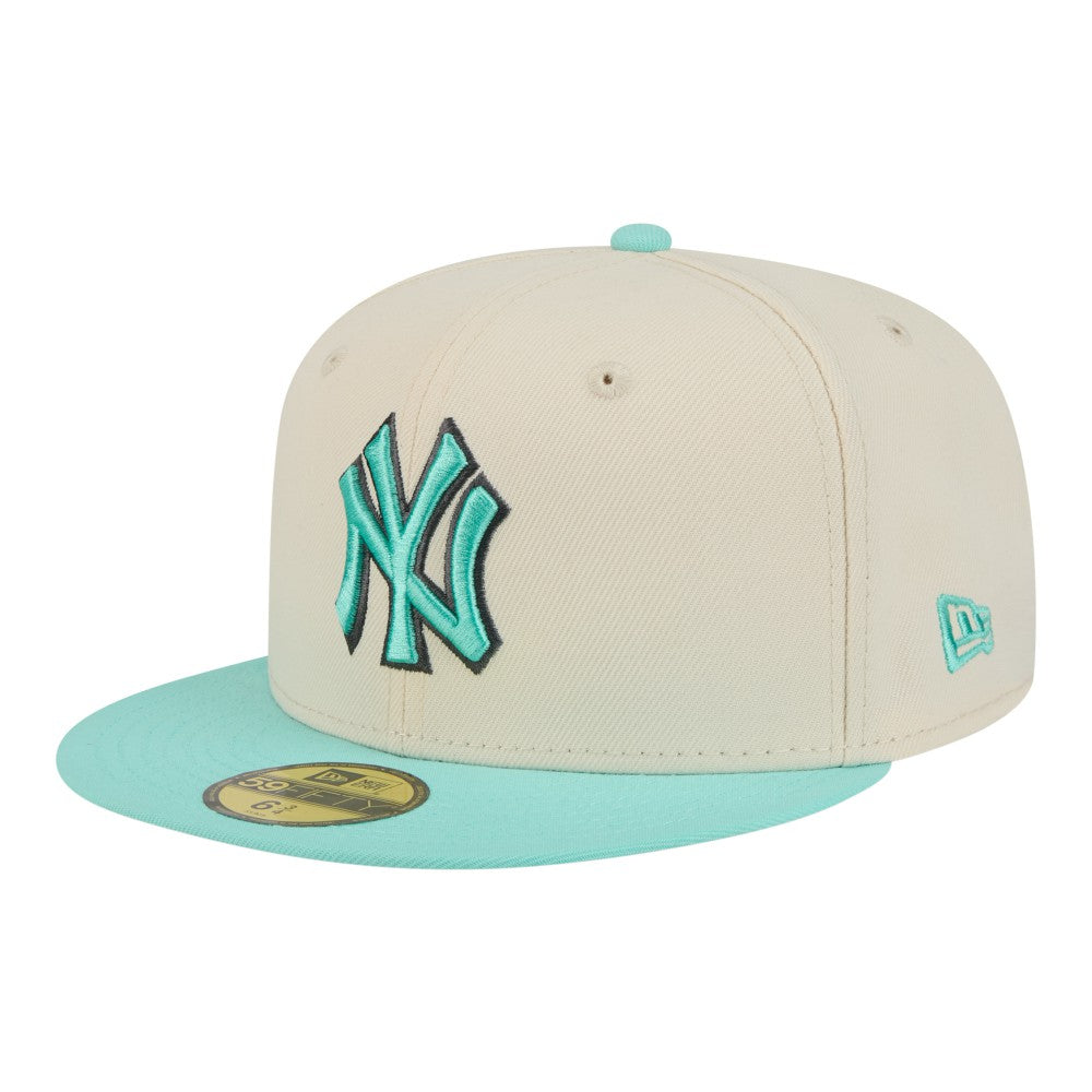 New York Yankees Two-Tone Color Pack 59FIFTY Fitted Hat Light Beige/Turquoise | New Era