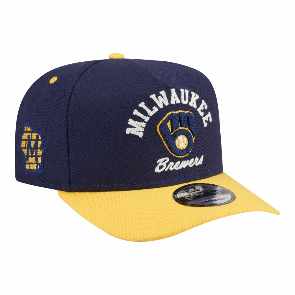Milwaukee Brewers Arched A-Frame 9FIFTY Adjustable Hat Navy/Gold | New Era