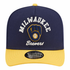 Milwaukee Brewers Arched A-Frame 9FIFTY Adjustable Hat Navy/Gold | New Era