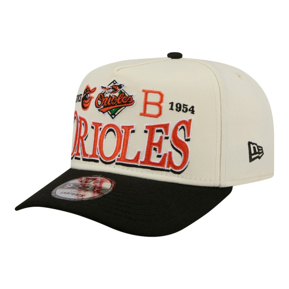 Baltimore Orioles Throwback Tri-Hit A-Frame 9FIFTY Adjustable Hat Cream | New Era