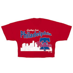 Philadelphia Phillies Women's Skyline Crop T-Shirt Red
