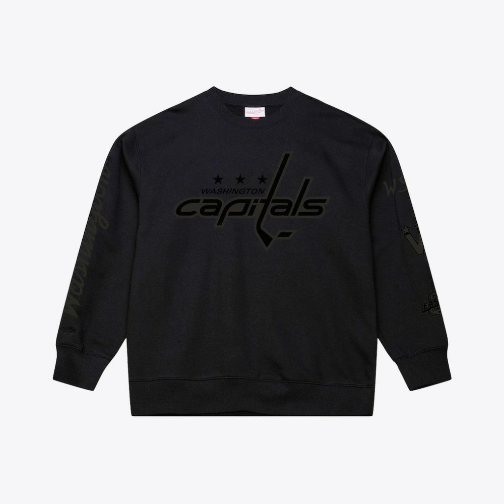 Washington Capitals Mitchell & Ness Phantom Fleece Crew Neck Sweatshirt Black