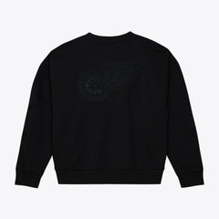 Detroit Red Wings Mitchell & Ness Unisex Phantom Fleece Crew Neck Sweatshirt Black