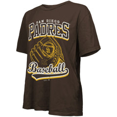 San Diego Padres Majestic Threads Women's Oversized First Base T-Shirt Brown