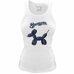 Milwaukee Brewers Tiny Turnip Women's Fitted Balloon Dog Tri-Blend Tank Top White