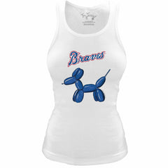 Atlanta Braves Tiny Turnip Women's Fitted Balloon Dog Tri-Blend Tank Top White