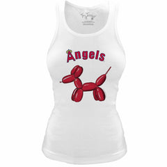 Los Angeles Angels Tiny Turnip Women's Fitted Balloon Dog Tri-Blend Tank Top White
