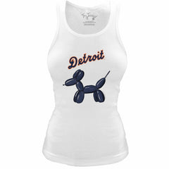 Detroit Tigers Tiny Turnip Women's Fitted Balloon Dog Tri-Blend Tank Top White