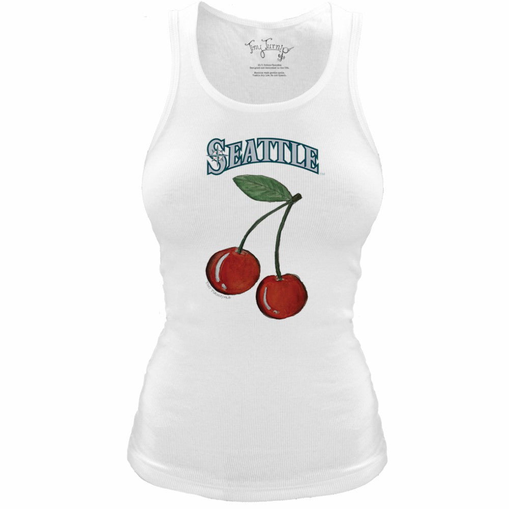 Seattle Mariners Tiny Turnip Women's Fitted Cherries Tri-Blend Tank Top White