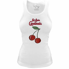 St. Louis Cardinals Tiny Turnip Women's Fitted Cherries Tri-Blend Tank Top White