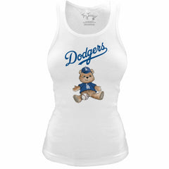 Los Angeles Dodgers Tiny Turnip Women's Fitted Teddy Bear Tri-Blend Tank Top White