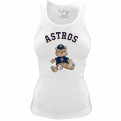 Houston Astros Tiny Turnip Women's Fitted Teddy Bear Tri-Blend Tank Top White
