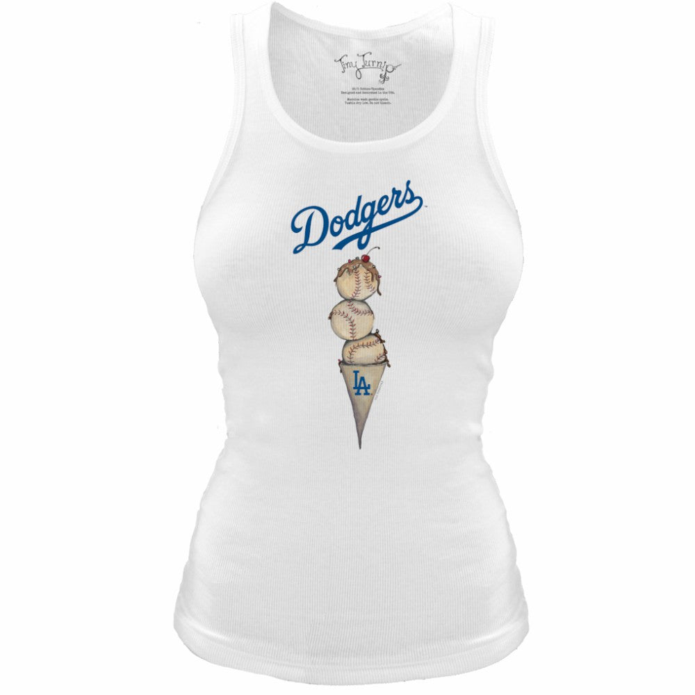 Los Angeles Dodgers Tiny Turnip Women's Fitted Triple Scoop Tri-Blend Tank Top White