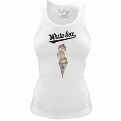 Chicago White Sox Tiny Turnip Women's Fitted Triple Scoop Tri-Blend Tank Top White