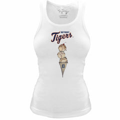 Detroit Tigers Tiny Turnip Women's Fitted Triple Scoop Tri-Blend Tank Top White