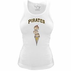 Pittsburgh Pirates Tiny Turnip Women's Fitted Triple Scoop Tri-Blend Tank Top White