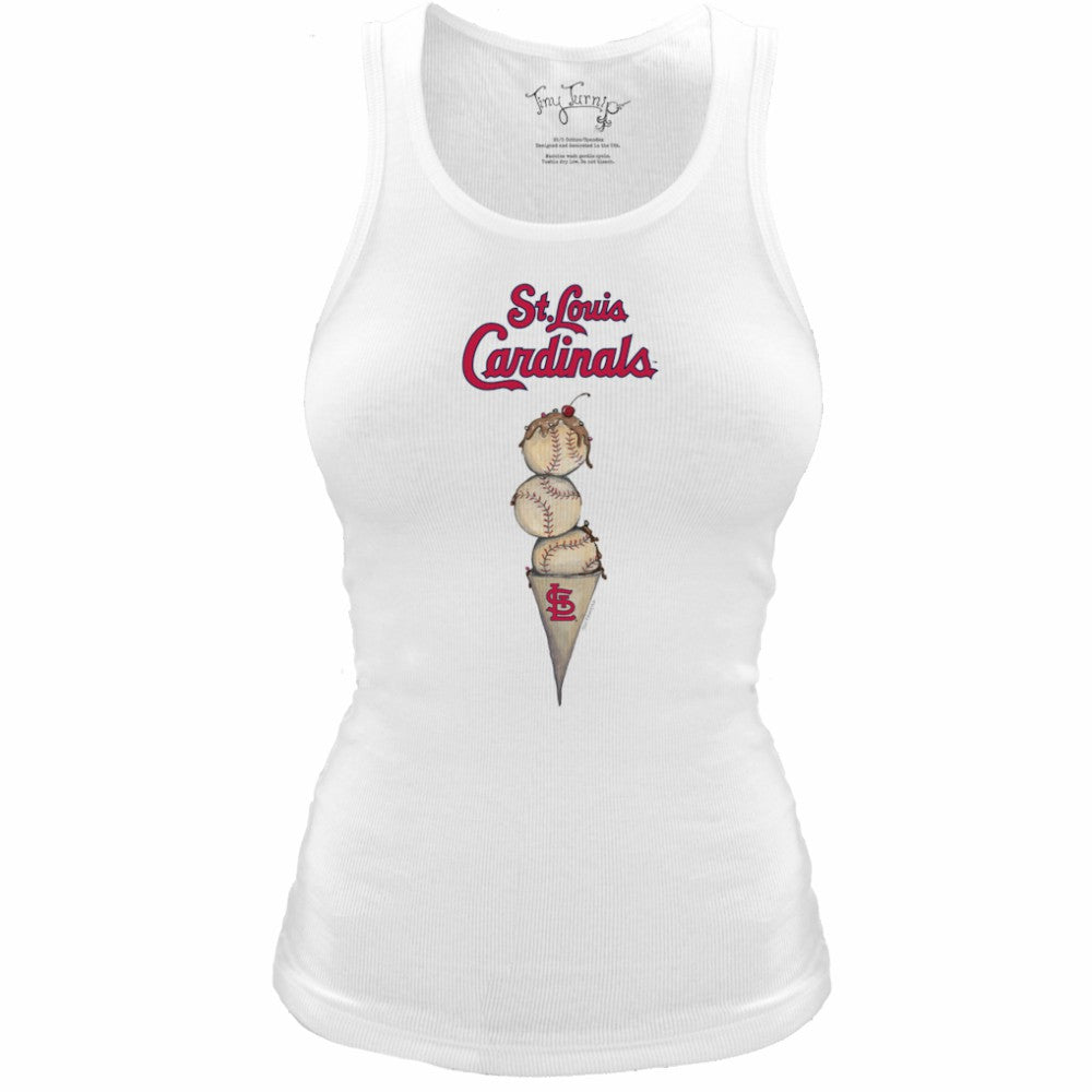 St. Louis Cardinals Tiny Turnip Women's Fitted Triple Scoop Tri-Blend Tank Top White