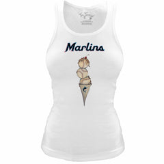 Miami Marlins Tiny Turnip Women's Fitted Triple Scoop Tri-Blend Tank Top White