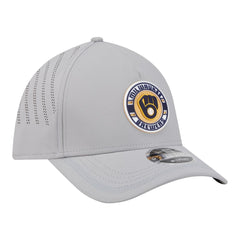 Milwaukee Brewers Patch 39THIRTY A-Frame M-Crown Perforated Flex Hat Gray | New Era