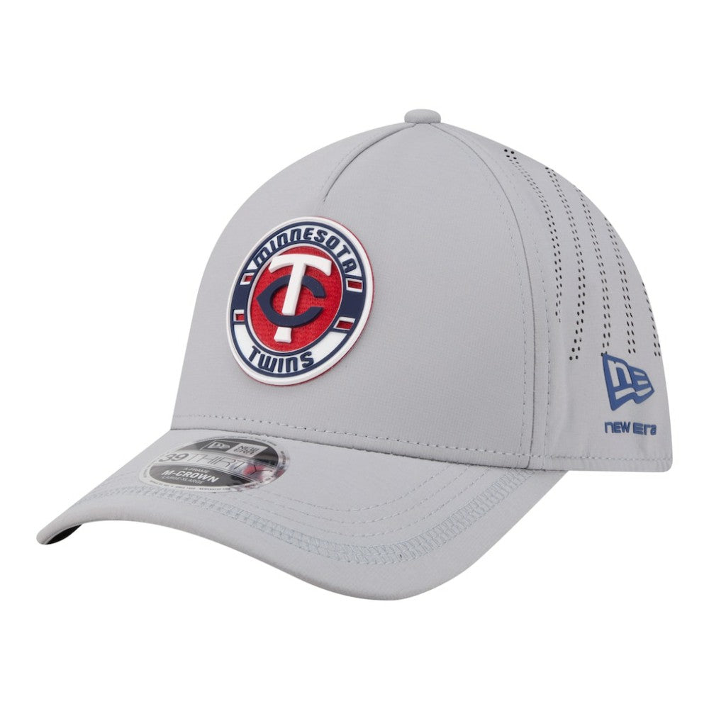Minnesota Twins Patch 39THIRTY A-Frame M-Crown Perforated Flex Hat Gray | New Era