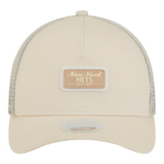 New York Mets Women's Tonal Patch 9FORTY M-Crown A-Frame Trucker Adjustable Hat Light Beige | New Era