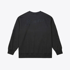 Atlanta Braves Phantom Fleece Crewneck Sweatshirt Black | Mitchell & Ness