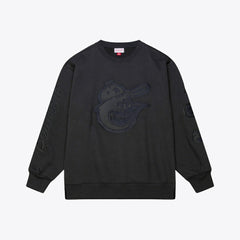 Baltimore Orioles Phantom Fleece Crewneck Sweatshirt Black | Mitchell & Ness