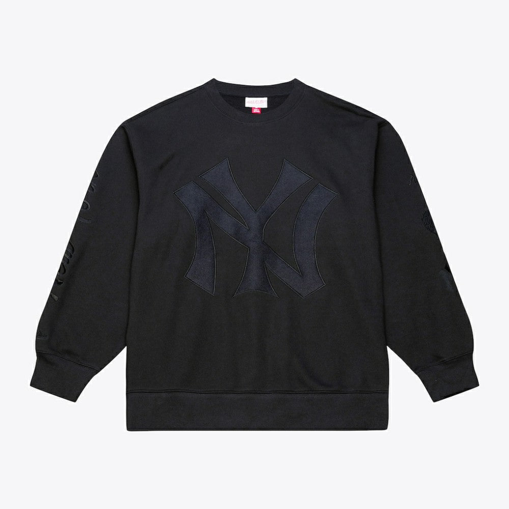 New York Yankees Phantom Fleece Crewneck Sweatshirt Black | Mitchell & Ness