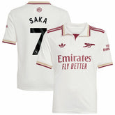 Bukayo Saka Arsenal Youth 2025/26 Third Replica Player Jersey White - Adidas