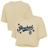 Tarik Skubal Detroit Tigers Majestic Threads Women's Boxy Crop Top Cream