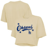 Shohei Ohtani Los Angeles Dodgers Majestic Threads Women's Boxy Crop Top Cream