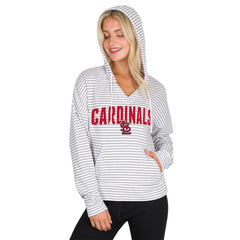 St. Louis Cardinals Concepts Sport Women's Liftoff Striped V-Neck Hoodie White/Gray