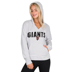 San Francisco Giants Concepts Sport Women's Liftoff Striped V-Neck Hoodie White/Gray