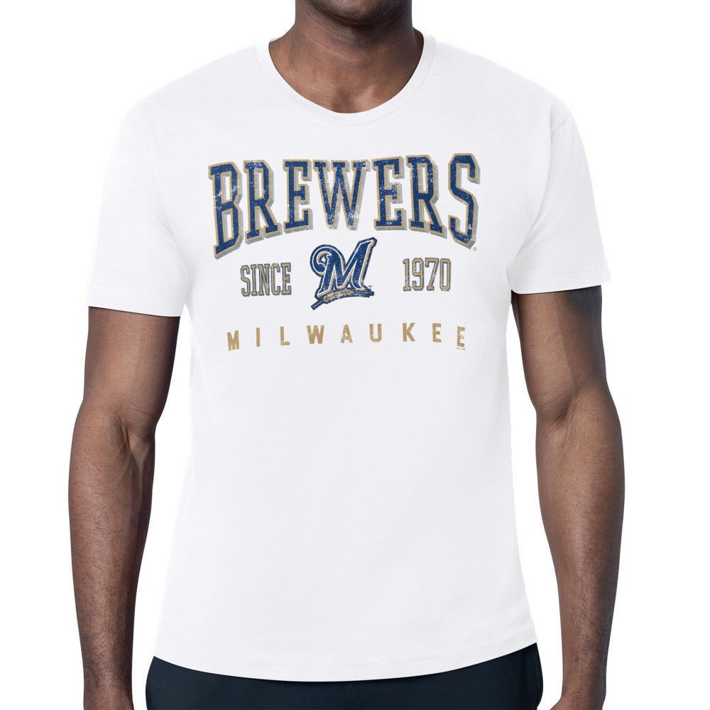 Milwaukee Brewers Starter Distressed Logo T-Shirt White
