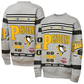 Pittsburgh Penguins Mitchell & Ness Youth Allover Print Fleece Crewneck Sweatshirt Heather Gray
