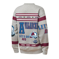 Colorado Avalanche Mitchell & Ness Youth Allover Print Fleece Crewneck Sweatshirt Heather Gray