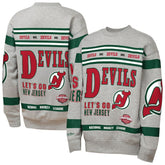 New Jersey Devils Mitchell & Ness Youth Allover Print Fleece Crewneck Sweatshirt Heather Gray