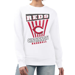 Cincinnati Reds Starter Women's Poster Print Team Fleece Pullover Sweatshirt White