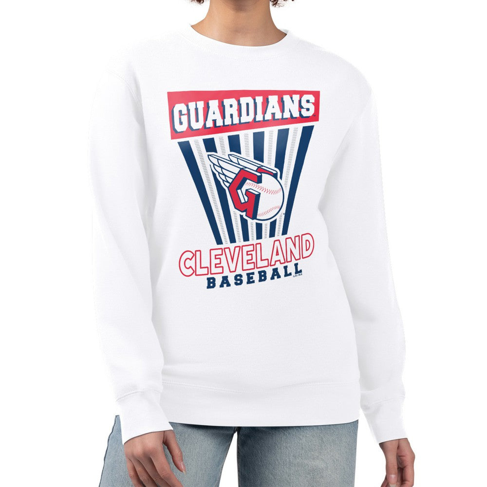 Cleveland Guardians Starter Women's Poster Print Team Fleece Pullover Sweatshirt White