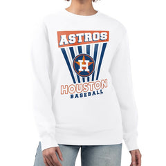 Houston Astros Starter Women's Poster Print Team Fleece Pullover Sweatshirt White
