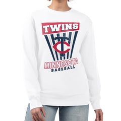 Minnesota Twins Starter Women's Poster Print Team Fleece Pullover Sweatshirt White