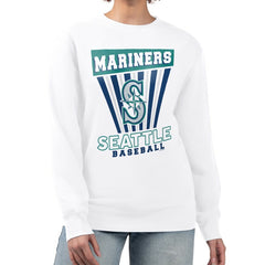Seattle Mariners Starter Women's Poster Print Team Fleece Pullover Sweatshirt White