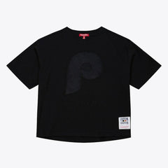 Philadelphia Phillies Women's Cooperstown Collection Phantom Cropped T-Shirt Black | Mitchell & Ness