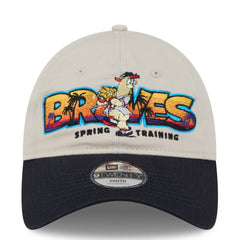 Atlanta Braves Youth 2026 Spring Training Fan Pack Batter 9TWENTY Adjustable Hat Stone/Navy | New Era