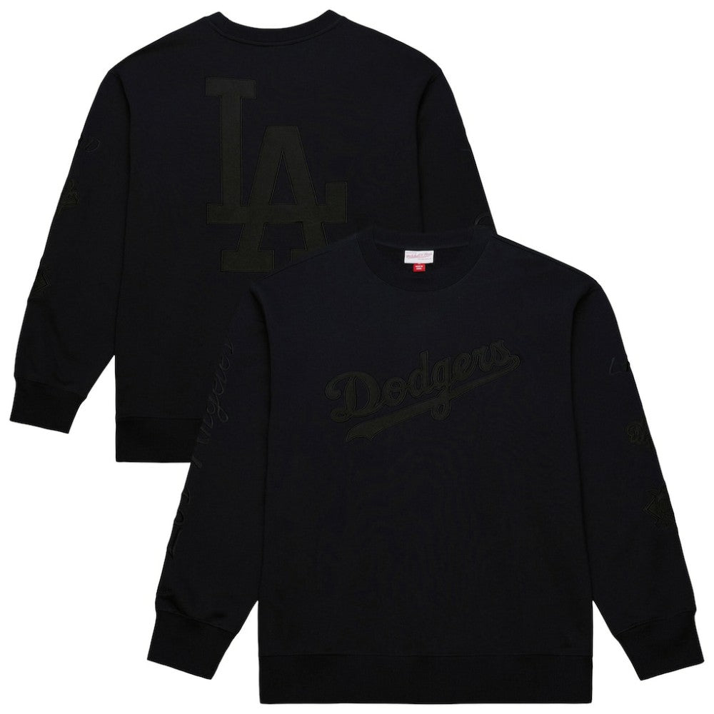 Los Angeles Dodgers Phantom Fleece Crewneck Sweatshirt Black | Mitchell & Ness