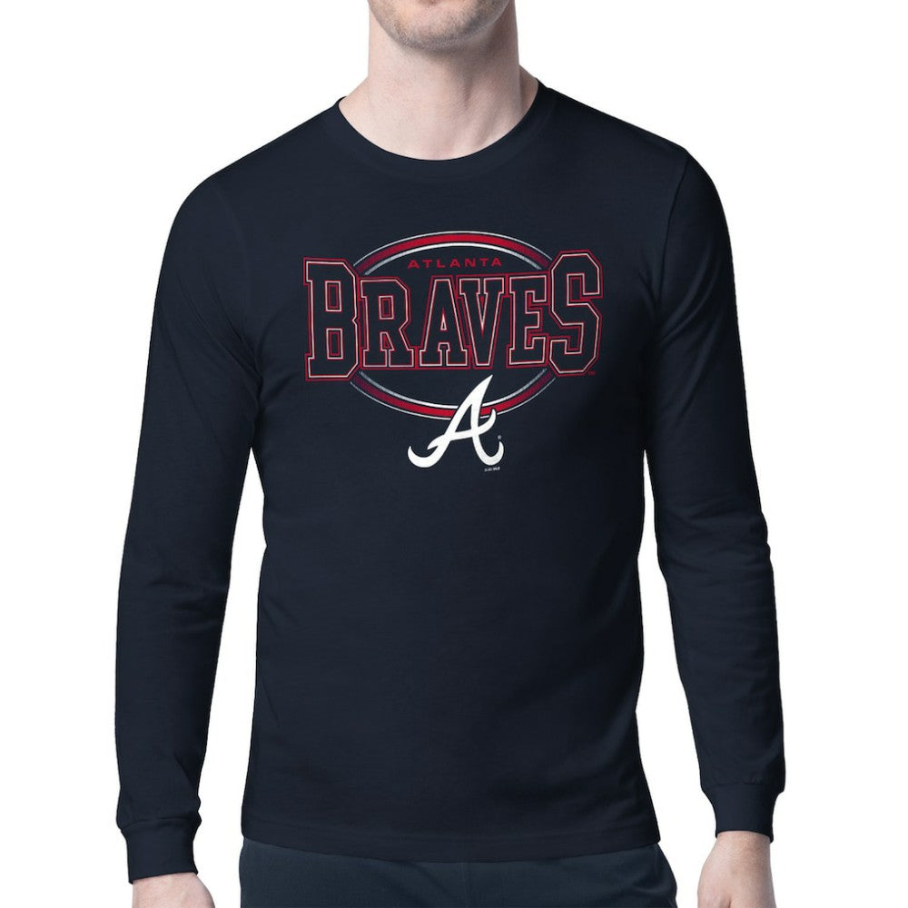 Atlanta Braves Starter Team Track Graphic Long Sleeve T-Shirt Navy