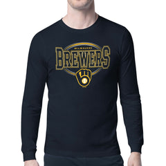 Milwaukee Brewers Starter Team Track Graphic Long Sleeve T-Shirt Navy