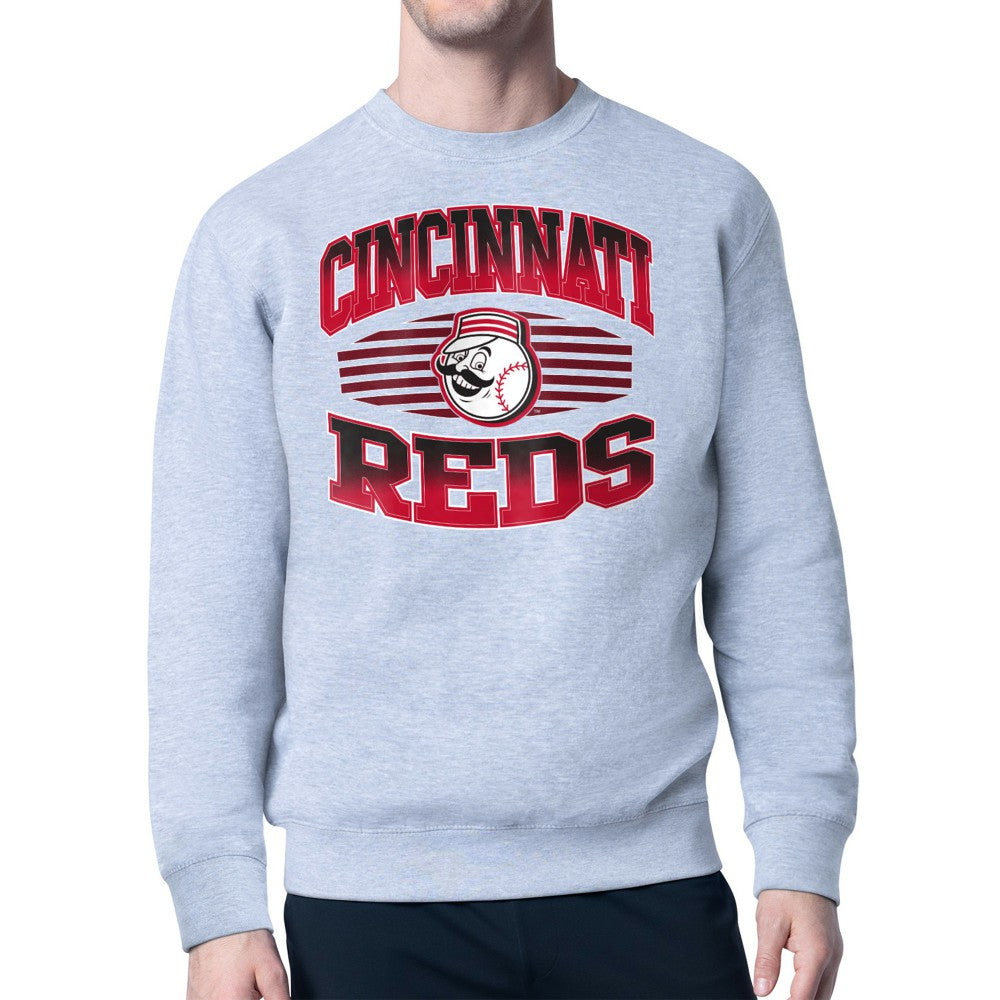 Cincinnati Reds Starter Team Grit Graphic Fleece Pullover Sweatshirt Heather Gray