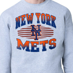 New York Mets Starter Team Grit Graphic Fleece Pullover Sweatshirt Heather Gray